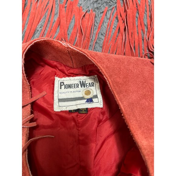 Pioneer Wear Sweater LARGE Cowgirl Cowboy Carter Fringe Suede Orange VTG 70s 80s - Picture 10 of 12